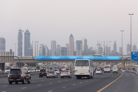 DUBAI UAE 30 January 2017 Traffic jam at Sheikh Zayed Road in Dubai United Arab Emiratesのeditorial素材