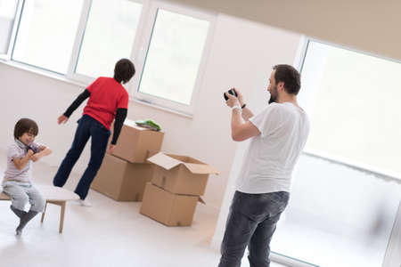 Photoshooting with kids models at studio as new modern homeの写真素材