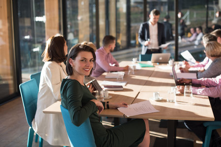 Group of business people discussing business plan  in the officeの写真素材