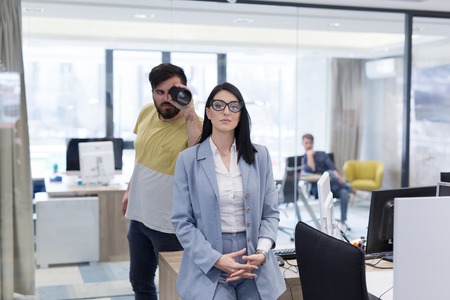 Portrait Of Successful Businesswoman Entrepreneur At Busy startup Officeの写真素材