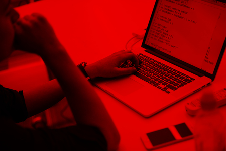 it students on workshop  listening  presentation and taking notes on laptop computerの写真素材