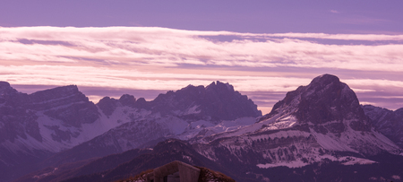 winter mountains beautiful alpine panoramic view snow capped European alpsの写真素材