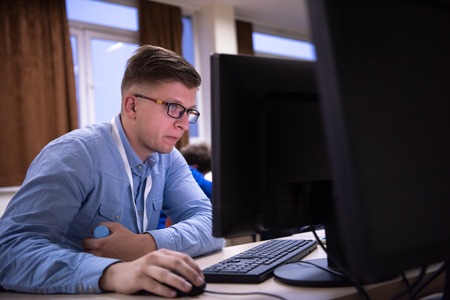 Young Entrepreneur Freelancer Working Using A computer In Coworking spaceの写真素材