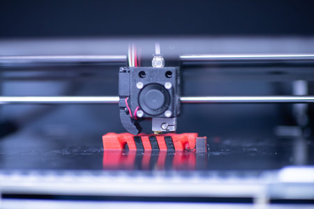 Close up shot of 3D printer prints form figure