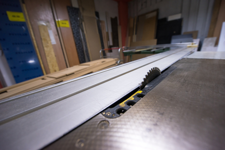 Woodworking circular saw  Working equipment carpentry workshopの写真素材