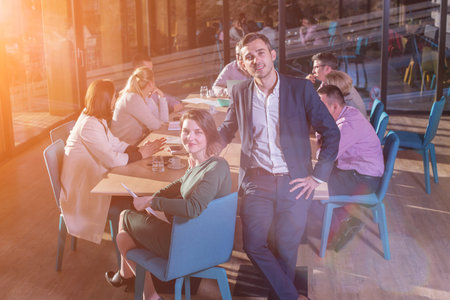 Portrait of young Successful Business couple Entrepreneur At Busy startup Officeの写真素材