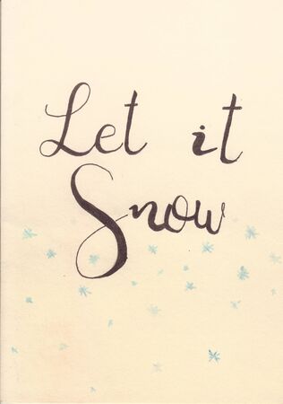 let it snow Christmas calligraphy handwritten modern brush letter Hand drawn design elements.の写真素材