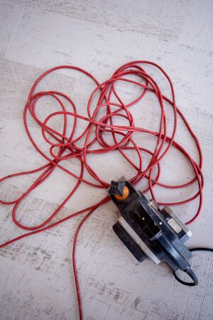 handsaw on wooden background The concept of tools and repair workの写真素材