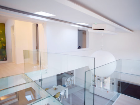 Interior Of A Luxury Stylish Modern Open Space Design Two Level Apartment With White Walls Royalty Free Images Photos And Pictures