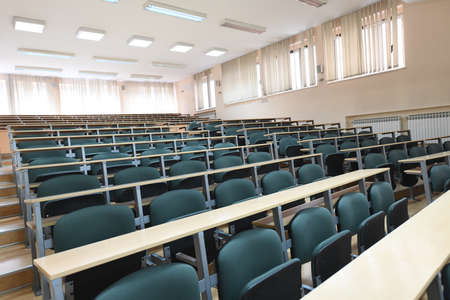 empty classroom university or collage back to school concept in coronavirus pandemic timeの写真素材