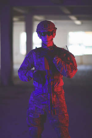 modern warfare soldier in urban environmentの写真素材