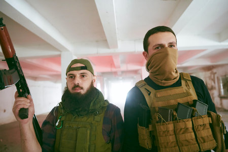 soldier squad team portrait in urban environment