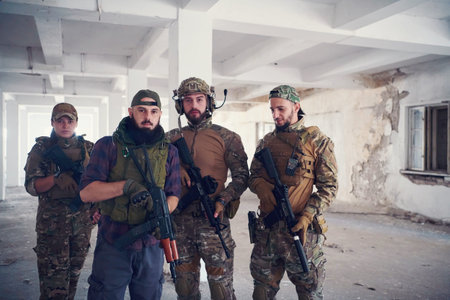 soldier squad team portrait in urban environment