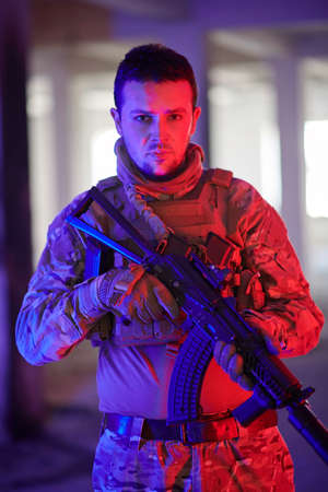 modern warfare soldier in urban environmentの写真素材