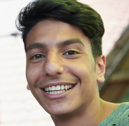 middle eastern trendy student portraitの写真素材