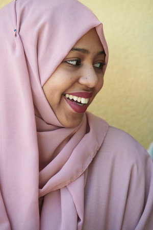 african muslim business woman portraitの写真素材