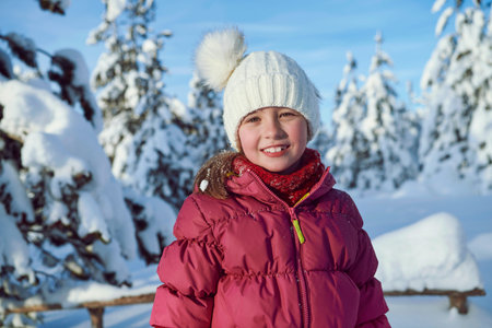cute little girl on beautiful winter day
