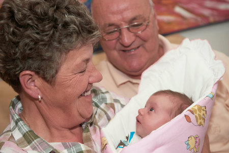 family portrait with grandparents parents and baby