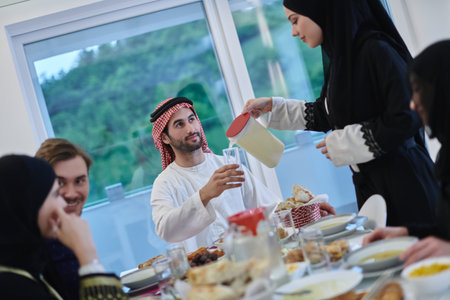 Muslim family having iftar together during Ramadan