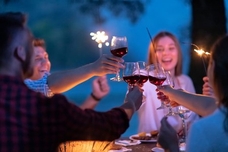 french dinner party on summerの写真素材