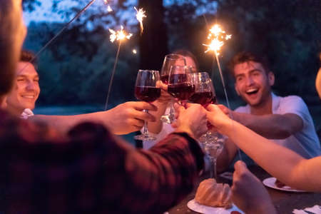 french dinner party on summerの写真素材