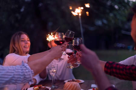 french dinner party on summerの写真素材