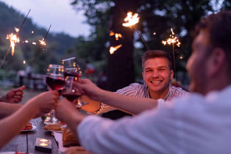 french dinner party on summerの写真素材