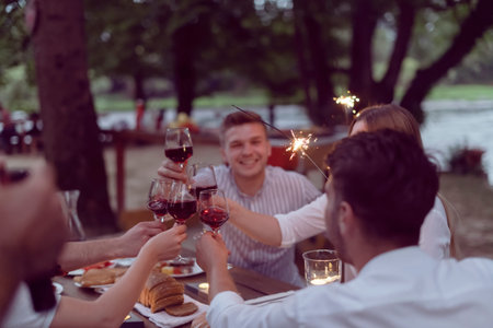 french dinner party on summerの写真素材