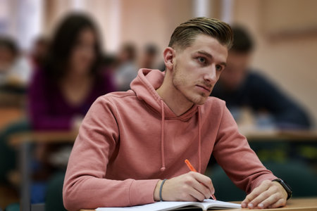 student taking notes while studying in high school