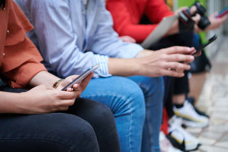 students use modern technology in school to create projectsの写真素材