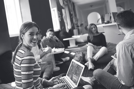 students using modern technology for school project