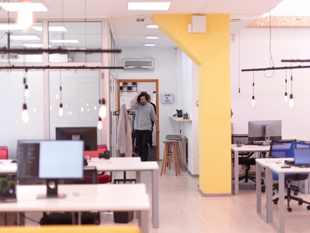 creative business people group as freelancers in modern coworking open space officeの写真素材