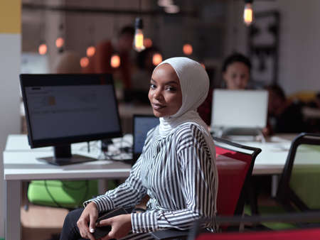 African muslim businesswoman portrait at officeの写真素材