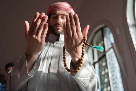muslim prayer inside the mosque in namaz worship Allahの写真素材