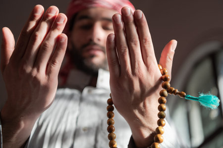 muslim prayer inside the mosque in namaz worship Allah