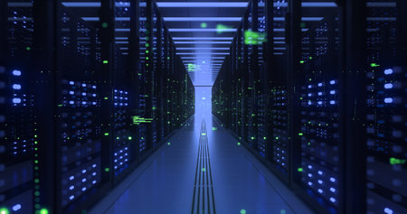 Data Center Computer Racks In Network Security Server Room Cryptocurrency Mining