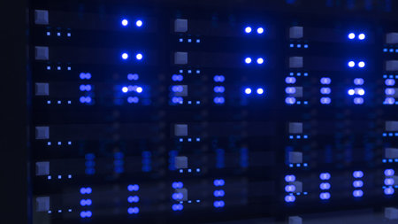 Data Center Computer Racks In Network Security Server Room Cryptocurrency Mining