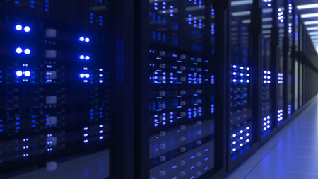Data Center Computer Racks In Network Security Server Room Cryptocurrency Mining