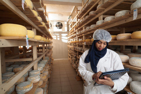 African black muslim business woman in local cheese production companyの写真素材