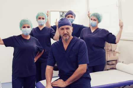 Orthopedic doctor working together with his multiethnic team