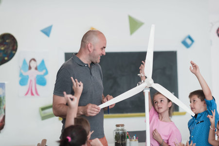 Elementary School Stem Robotics Classroom Diverse Group of Children Building and Programming...