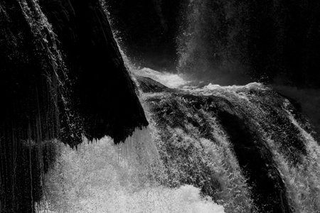 a magnificent waterfall called strbacki buk on the beautifully clean and drinking Una river in...