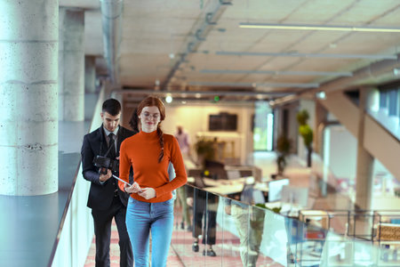 In the dynamic environment of a modern startup company, the director engages in a discussion with...