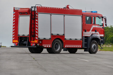 In this captivating scene, a state-of-the-art firetruck, equipped with advanced rescue technology,...