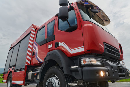 In this captivating scene, a state-of-the-art firetruck, equipped with advanced rescue technology,...