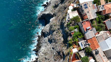 Manarola Village Cinque Terre Coast Italy. colorful town in Liguria one of five Cinque Terre....