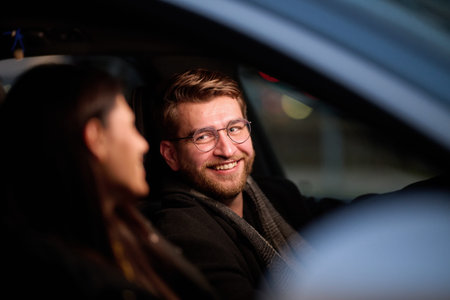 A romantic couple embarks on a scenic road trip across Europe, exploring captivating landscapes and creating unforgettable memories togetherの写真素材