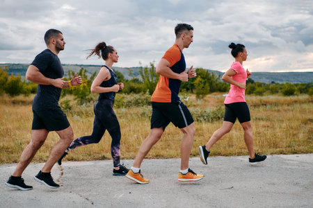 Preparation of the athletic team for the Athletic Marathon Journeyの写真素材