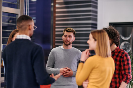 Multicultural Business Team Brainstorming During Coffee Breakの写真素材