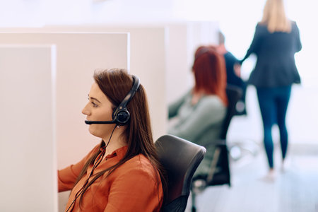 Team of Women Providing Customer Support in Call Center Environment.